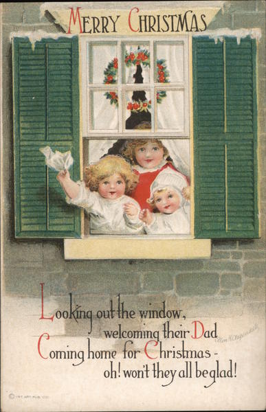 Children Looking Out a Window Ellen Clapsaddle