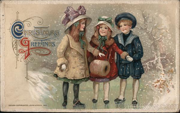 Christmas Greetings Children Postcard