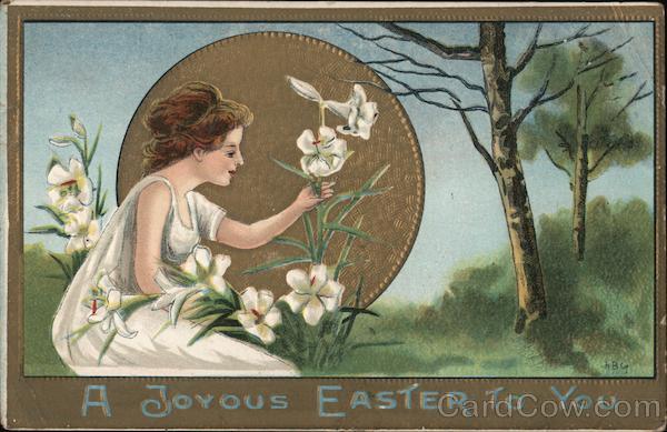 A Joyous Easter to You - Woman with White Lilies HBG