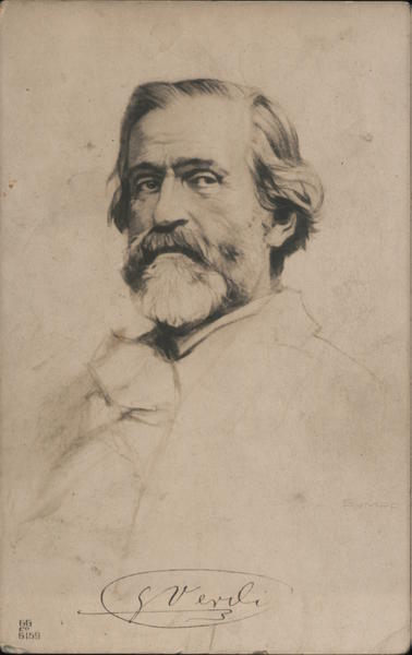 Drawing of G. Verdi Composers Postcard