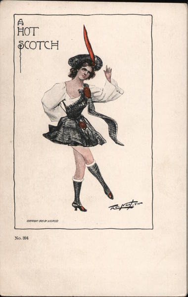 A Hot Scotch - Woman in Dress with Feather Hat Scotland