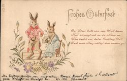 Two Easter Bunnies Sitting on a Chair Postcard