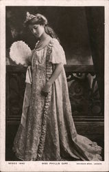 Miss Phyllis Dare - Woman In Fancy Dress With Tiara And Fan By Balcony Postcard