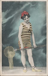 Bathing Suit lady with a net Postcard