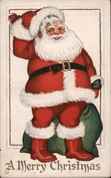 A Merry Christmas - Santa with Toy Sack Postcard