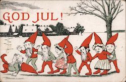 God Jul! Christmas Gnomes Postcard