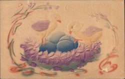 Easter Greetings - Chicks on Egg Nest Postcard