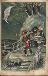 A Happy New Year Elves Postcard Postcard Postcard