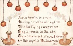 Apples Hanging in a Row Halloween Postcard Postcard Postcard