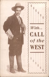 With Call of the West - Cowboy Postcard