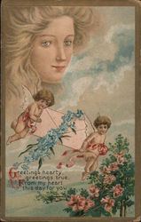 Greetings Hearty, Greetings True, From My Hear, This Day For You Postcard