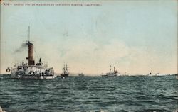 United States Warships in San Diego Harbor, California Postcard