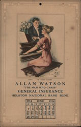 June 1914 - Allan Watson "The Man who cares" General Insurance Knoxville, TN Calendars Postcard Postcard Postcard