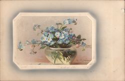 Vase full of blue forget me nots Postcard