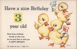 Have a nice Birthday 3 year old chicks Postcard