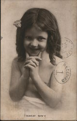 Honest now? photo of young girl with towel Postcard