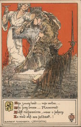 Albrecht Rodenbach (Gedichten.)  Solder hugging cross in cemetery Postcard