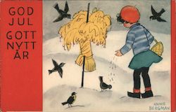 Annie Bergman - God Jul Gott Nytt Ar Children Postcard Postcard Postcard