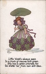 A Girl Using a Leaf as an Umbrella Postcard