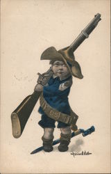 Kid holding a gun, War Postcard
