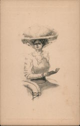 Woman reading a book seated Postcard