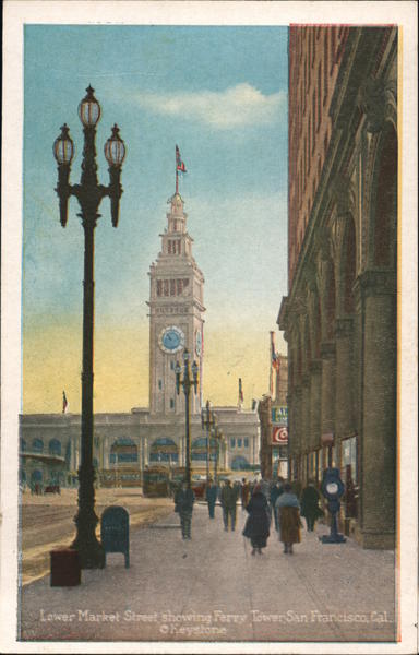 Lower Market Street showing Ferry Tower San Francisco California