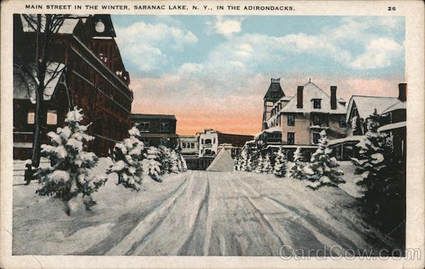 Main Street in the winter, in the Adrirondacks Saranac Lake New York