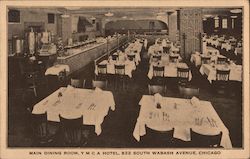 Main Dining Room, Y.M.C.A. Hotel 822 South Wabash Avenue Postcard