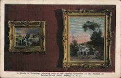 A group of paintings, showing part of the famous collection in the parlors of Rainier-Grand Hotel Postcard