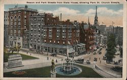 Beacon and Park Streets From State House Boston, MA Postcard Postcard Postcard