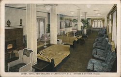 Lobby, Hotel New England Atlantic City, NJ Postcard Postcard Postcard