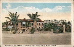 Residence of Dr. Dammers at Columbus Plaza, Coral Gables, Miami, Florida Postcard