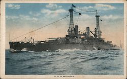 USS Michigan at Sea Postcard