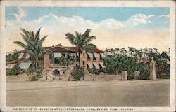 Residence of Dr. Dammers at Columbus Plaza Coral Gables, FL Postcard Postcard Postcard