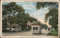 Double Deck Motor Busses on LIncoln Park Drive Chicago, IL Postcard Postcard Postcard