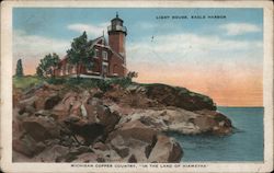 Lighthouse, Eagle Harbor - Michigan Copper Country, "In the land of Hiawatha" Postcard