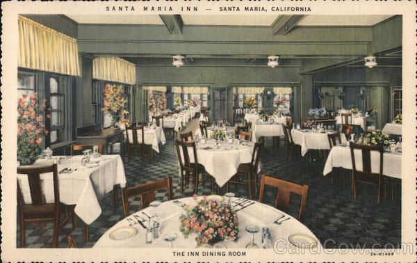 Santa Maria Inn - The Inn Dining Room California Curt Teich