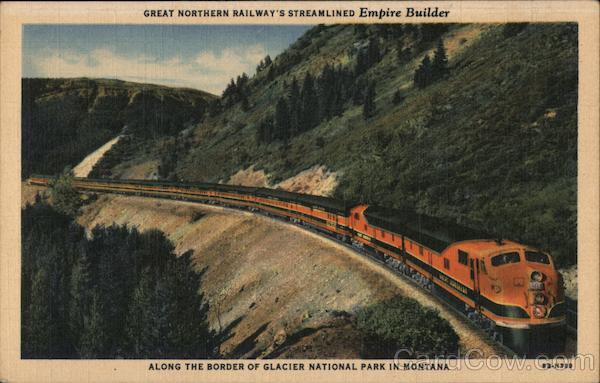 Great Northern Railway's Streamlined Empire Builder Along the Border of Glacier National Park in Montana
