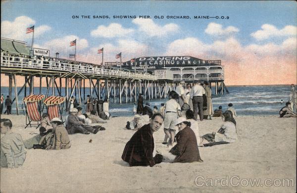 On the sands, showing pier Old Orchard Beach Maine