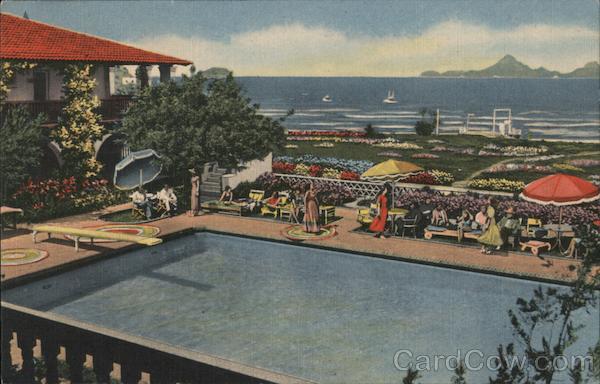 Fashion show at the swimming pool of Hotel Playa de Cortes, the desert resort by the sea Sonora Mexico