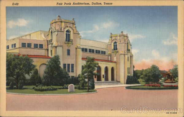 Fair Park Auditorium Dallas Texas Genuine Curteich-Chicago C.T. Art-Colortone