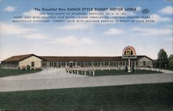 The beautiful new ranch style Sunset Motor Lodge - One mile north of Stanford, Kentucky on U.S. 150 Postcard