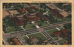 Air View of Fresno State College Postcard