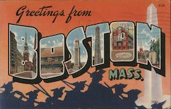 Greetings from Boston Mass. Postcard