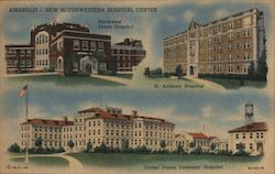 New Southwestern Hospital Center - Northwest Texas Hospital, St. Anthony Hospital, United States Veterans' Hospital Postcard