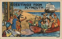 Greetings from Plymouth - Mayflower Landing Postcard