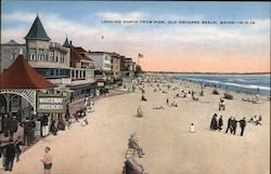 Looking North from Pier Old Orchard Beach, ME Postcard Postcard Postcard