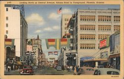 Looking North on Cewntral Avenue, Adams Hotel in Foreground Postcard
