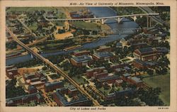 Air view of University of Minnesota Postcard