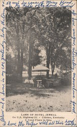 Lawn of Hotel Jewell - On Highway 51 - A good place to stop Postcard